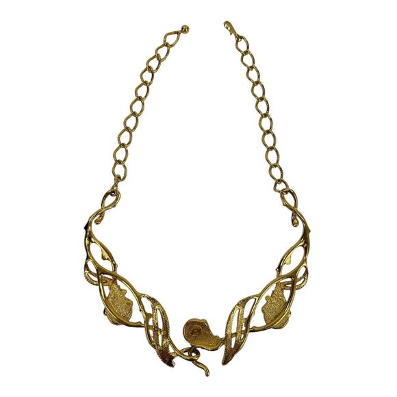 Vintage Jose Maria Barrera for Avon Granada Necklace 1990s Black and Gold Tone - Picture 6 of 8